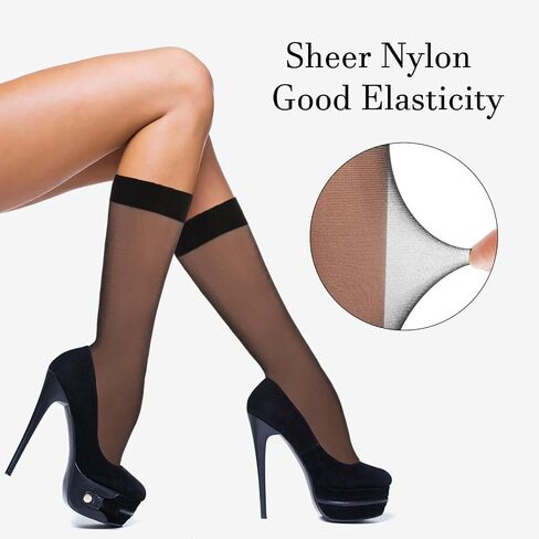 Women's Sheer Nylon Ankle Socks 6 Pack-Nude Crew Stocking Ultra Thin See Through Calf High Socks for Women in Saudi Arabia