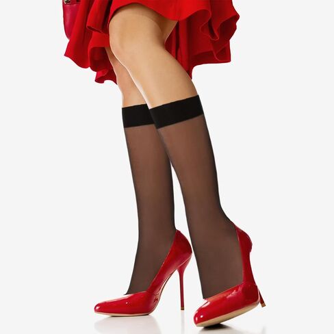 Women's Sheer Nylon Ankle Socks 6 Pack-Nude Crew Stocking Ultra Thin See Through Calf High Socks for Women in Saudi Arabia