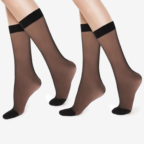 Women's Sheer Nylon Ankle Socks 6 Pack-Nude Crew Stocking Ultra Thin See Through Calf High Socks for Women in Saudi Arabia