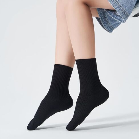 PADFOM Thin Cashmere Socks for Women, Super Soft Warm Cozy Winter Gift Crew Socks 5 Pairs Size 5-9 in Saudi Arabia