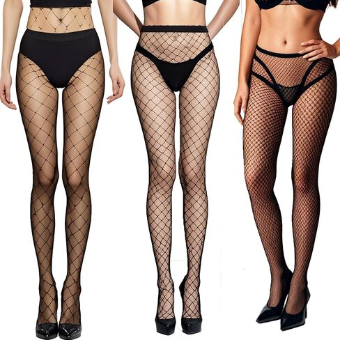 Womens High Waist Fishnet Tights Black Fishnet Stockings Sexy Party Thigh High Mesh Stockings Pantyhose for Women in Saudi Arabia