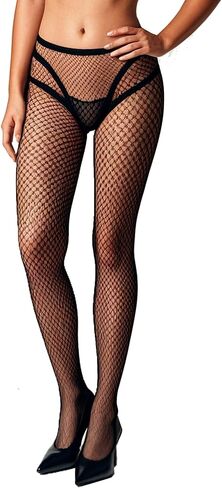 Womens High Waist Fishnet Tights Black Fishnet Stockings Sexy Party Thigh High Mesh Stockings Pantyhose for Women in Saudi Arabia