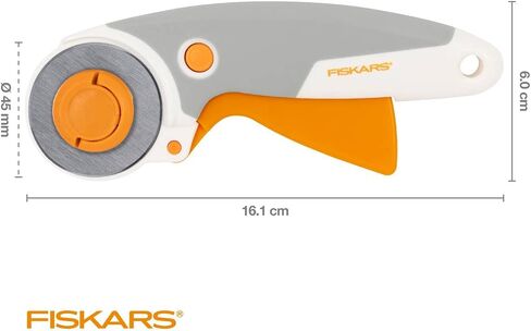Fiskars 1066047 Titanium Wheel Cutter, Handle with Eye, for Right and Left-Handed, Blade Diameter: 45 mm, Orange/White/Grey, 1066047 in Saudi Arabia