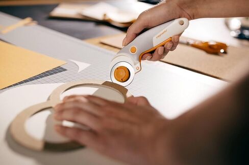 Fiskars 1066047 Titanium Wheel Cutter, Handle with Eye, for Right and Left-Handed, Blade Diameter: 45 mm, Orange/White/Grey, 1066047 in Saudi Arabia
