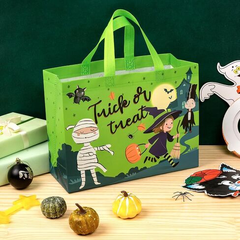 Loveinside Halloween Medium Recycled Gifts Bags with Handles, Reusable Halloween Party Gift Bag, Shopping Bag - 13" x 5" x 10", 1 Pcs, Witch Design in Kuwait