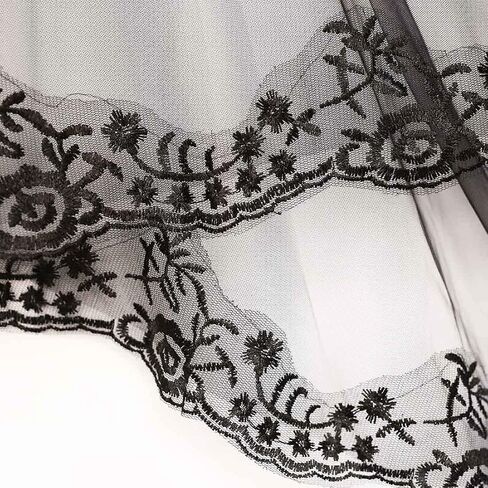 Black Lace Wedding Veil,Halloween Party Veil with Comb Cosplay Veil Accessories for Women in Saudi Arabia
