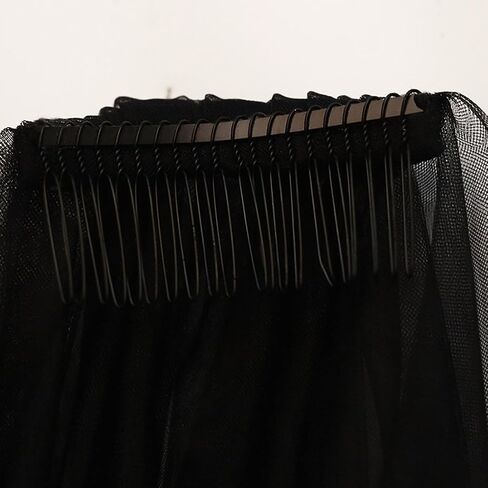 Black Lace Wedding Veil,Halloween Party Veil with Comb Cosplay Veil Accessories for Women in Saudi Arabia
