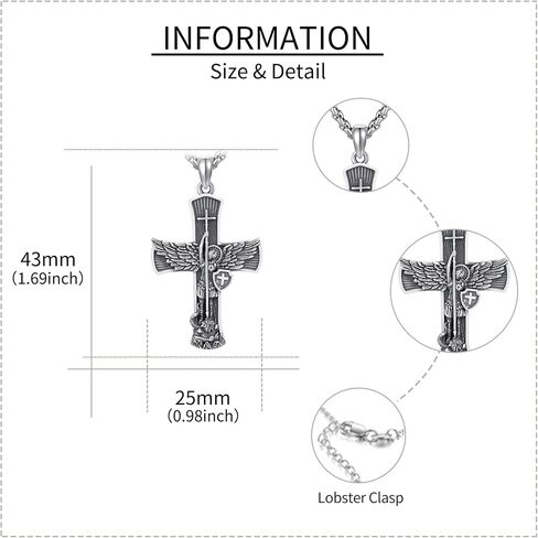 St Michael/Crucifix/Four Way Cross/Celtic Cross Necklace for Men Sterling Silver Obsidian Malachite Saint Necklace for Men Saint Michael Jewelry for Men in Saudi Arabia