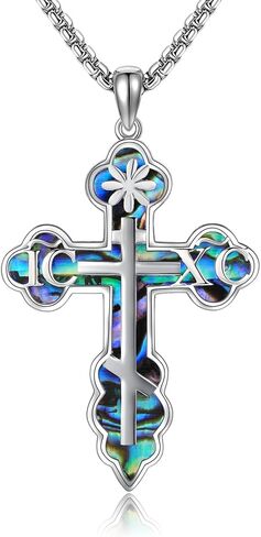 St Michael/Crucifix/Four Way Cross/Celtic Cross Necklace for Men Sterling Silver Obsidian Malachite Saint Necklace for Men Saint Michael Jewelry for Men in Saudi Arabia