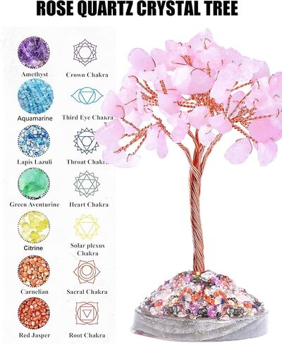 Chakra Tree of Life,Healing Crystal Tree Natural Reiki Crystals and Healing Stones,Pruple Decor for Home Office Desk Decor,Purple Decor Gifts for Women Mom Dad (Chakra) (Rose) in Saudi Arabia