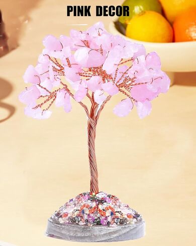 Chakra Tree of Life,Healing Crystal Tree Natural Reiki Crystals and Healing Stones,Pruple Decor for Home Office Desk Decor,Purple Decor Gifts for Women Mom Dad (Chakra) (Rose) in Saudi Arabia