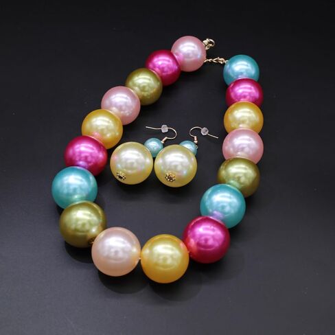 We We Chunky Acrylic Beaded Heart Necklace for Women Green Red Turquoise Black Amber Big Large Hearts Beads Necklaces Boho Bead Neck Collar Costume Jewelry in Kuwait