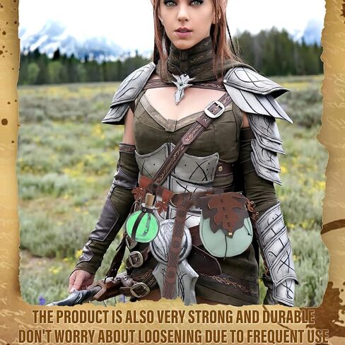 6 قطع من حقيبة حزام أوراق الشجر لإكسسوارات عصر النهضة النسائية، حزام جلد الفايكنج من العصور الوسطى، زجاجات الجرعة، إكسسوارات التنورة للمشي لمسافات طويلة، حقيبة حزام رين فير، حزام الجنية، الكوسبلاي in Kuwait