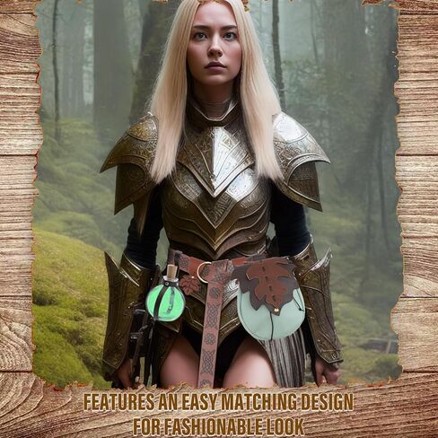 6 قطع من حقيبة حزام أوراق الشجر لإكسسوارات عصر النهضة النسائية، حزام جلد الفايكنج من العصور الوسطى، زجاجات الجرعة، إكسسوارات التنورة للمشي لمسافات طويلة، حقيبة حزام رين فير، حزام الجنية، الكوسبلاي in Kuwait