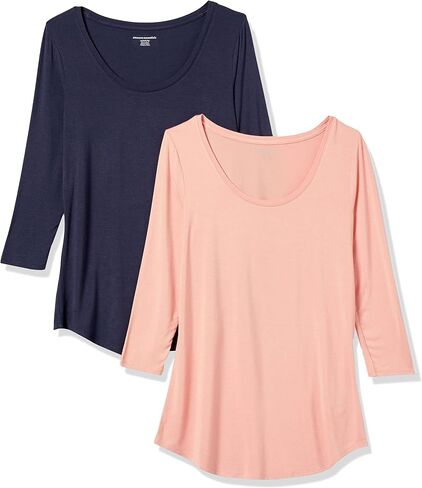 Amazon Essentials Women's 3/4 Sleeve Scoopneck Tunic, Pack of 2 in Saudi Arabia