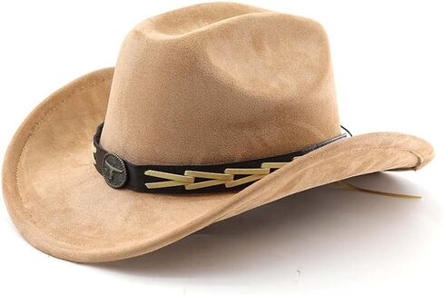 Western Cowboy Hat for Women Men with Band Wide Brim Suede Cowboy Cowgirl Hat Western Style Hat in Saudi Arabia