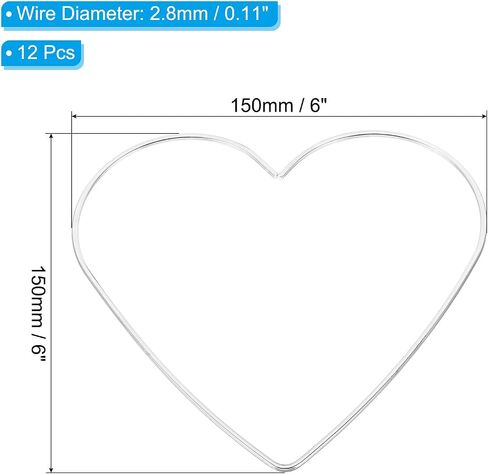 PATIKIL 6inch Dream Catcher Rings, 12 Pcs Metal Heart Shape Macrame Wreath Floral Ring Hoop for Home DIY Craft Wedding Wall Hanging Decorations, Silver in Saudi Arabia