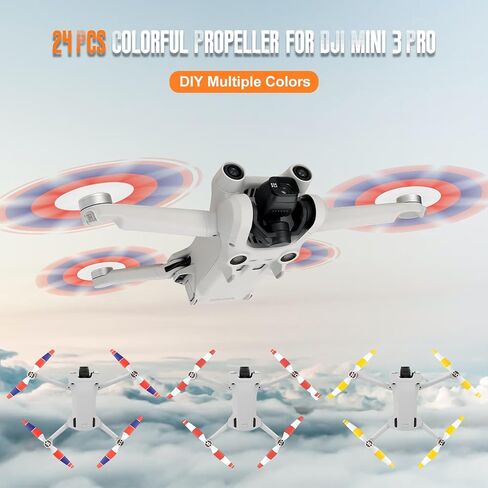 مروحة O' woda 24 قطعة لـ DJI Mini 4 Pro/Mini 3 Pro، أجنحة طائرة بدون طيار متعددة الألوان، طيران بارد منخفض الضوضاء CW & CCW دعامات بديلة للمروحة in Kuwait