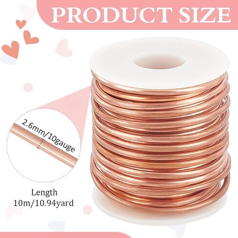 BENECREAT 16.40 Feet Bare Solid Brass Wire, 10 Gauge Round Soft Brass Wire Pure Brass Wire for Jewelry Making Craft Gem Wrapping in Saudi Arabia