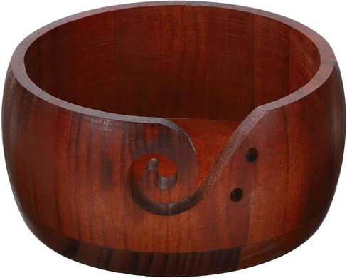 PATIKIL Wooden Yarn Bowls for Crocheting Bamboo Yarn Knitting Bowl Yarn Storage Bowls Yarn Holder Dispenser for Crocheting and Knitting, 6.7", Brown in Saudi Arabia