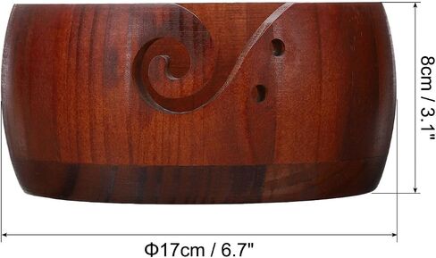 PATIKIL Wooden Yarn Bowls for Crocheting Bamboo Yarn Knitting Bowl Yarn Storage Bowls Yarn Holder Dispenser for Crocheting and Knitting, 6.7", Brown in Saudi Arabia