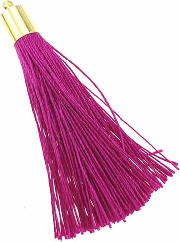 100 Pieces 2.5inch Polyester Tassels with Gold Plastic Tube End Caps Mala Tassel Kits for Earring Necklace Jewelry Making Keychain Bag Charms Decorative Accents (Red) in Saudi Arabia