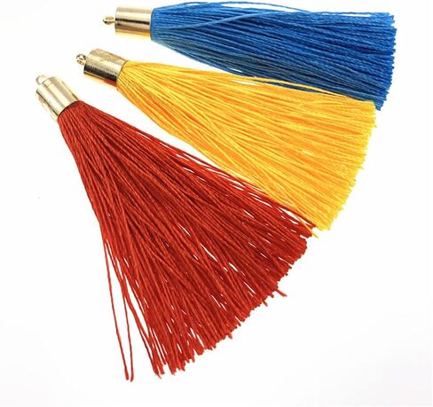 100 Pieces 2.5inch Polyester Tassels with Gold Plastic Tube End Caps Mala Tassel Kits for Earring Necklace Jewelry Making Keychain Bag Charms Decorative Accents (Red) in Saudi Arabia