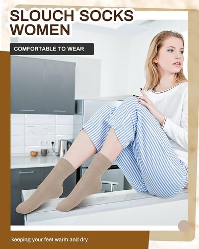 Jecery 50 Pairs Women's Winter Socks Bulk Boot Socks Crew Socks Colorful Slouch Unisex Sock Gift in Kuwait