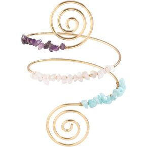 Rhinestone Upper Arm Cuff Jewelry for Women, Multilayer Fashion Spiral Coil Upper Armband Crystal Silver Prom Bridal Bangle Jewelry Gift for Her