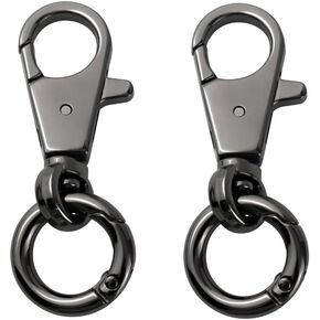 2pcs Double Opening Snap Hooks Heavy Duty Metal Push Gate Swivel Lobster Clasp Keychain Clip Purse Making Accessories (Gold)