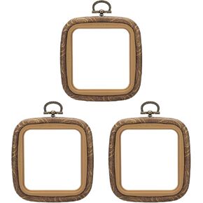 PATIKIL 4x3.7inch Embroidery Hoops, 3Pieces Imitated Wood Square Frame Cross Stitch Hoop Ring for Embroidery Art Craft Sewing Ornaments Hanging Decoration