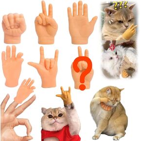 Tiny Hands for Cats, 6 Pcs Mini Hands for Cats, Funny Stretchable Rubber Little Finger Hands for Cats and Puppy, Cute Small Hand Finger for Puppet Show, Finger Gloves for Cats (6 Pcs)