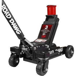 ROAD DAWG 3 Ton Big Wheel Off-Road Jack, Professional Aluminum and Steel Racing Floor Jack with Dual Pistons Quick Lift Pump, Lift for Trucks, SUVs, ATVs Off road Vehicles,6000lb Capacity, AT830006XDL