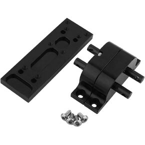 Metal Alloy Transfer Case Gearbox Transmission with Mount Plate for Axial SCX10 D90 1/10 RC Crawler 1/14 Tamiya Tractor Truck Upgrade Parts (Black)