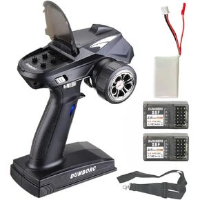 X4 4 Channel RC Remote Transmitter and Receiver with 2pcs X6F, 4 Channel rc car Transmitter with Battery and Sling for RC Cars Boats Tanks Crawler Truck Driving