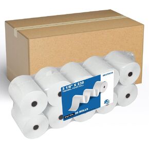 3 1/8 x 230ft Thermal Paper 20 Rolls - 80mm Receipt Cash Register Paper, Fits Credit Card POS Square Terminal Printer - Fits Star Micronics TSP100 TSP143 Epson