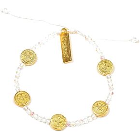 My Saint My Hero Gratitude Blessing Bracelet - Gold-Tone with Clear Crystal