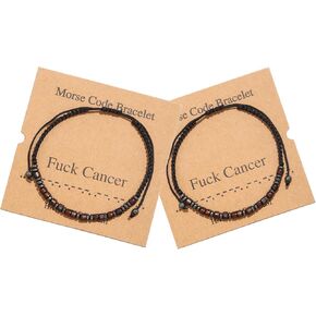Morse Code Bracelet, Vintage Promise Distance Friendship Bracelets Hand Made Beads String Rope Bracelet for Women Men Friend Couples( Cancer 2Pcs)