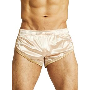 MIZOK Men's Large Split Sides Satin Shorts Breathable Pajama Bottom Boxer Short