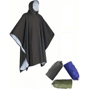 Mens Rain Poncho Aldult waterproof with Hood Lightweight Rain Jacket Women 3 in 1 Long Rain Coats Family Pack Foldable
