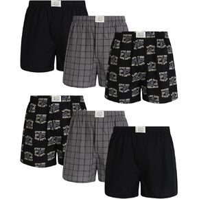 Lucky Brand Men's Boxer Shorts - 6 Pack Breathable Woven Boxers with Functional Fly - Underwear Boxers for Men (S-XL), Size XX-Large, December Sky Plaid/Jet Black/Jet Black Print