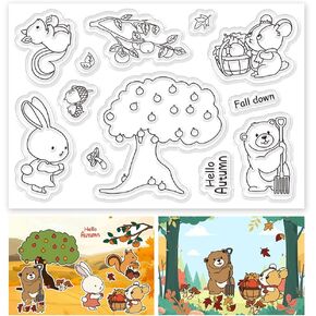 ORIGACH Thanksgiving Sentiments Words Silicone Clear Stamps for Card Making, Happy Turkey Day Transparent Stamps for DIY Craft Scrapbooking Photo Album Journaling Decor