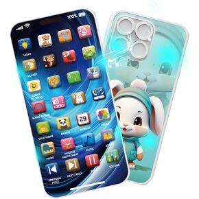 Cell Phone Toy，Multifunctional, Music, Lullaby, Lights, Early Learning & Teaching, USB Charging, Gifts for Boys and Girls, Kids 3 and up, Holiday Birthday Gifts (Blue)