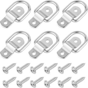 6PCS 1/4" D Ring Tie Down Anchor with Screws,400lbs Capacity Trailer Tie Down Anchor for Cargo Increase Anchor Points,Essential Trailer D Rings for Truck,Camper,Boat