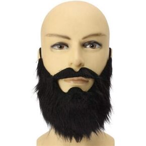 Newooh Man Halloween Beard Facial Hair Disguise Game Black Mustache, Funny Costume Accessories Cosplay Party