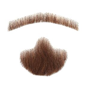 False Mustache for Men Realistic Fake Beard Facial Hair Lace Goatee for Costume Party Halloween Funny Cosplay(Brown)