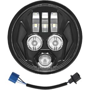 5-3/4 5.75 inch Motorcycle LED Headlight for Harley Davidson Sportster Iron 883/1200 Forty-Eight Dyna Wide Glide Super Glide Softail Springer Indian Scout Bobber Sixty Sport Chief Rocket 3 Speed Four