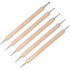 5 Pcs Embossing Stylus Set with Different Size Wooden Ball Embossing Stylus Double End Tracing Dotting Tool