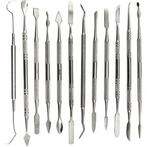 Wax Carvers Set Double Ended Dental Wax Modeling Sculpting Tools Dental Picks Polymer Pottery Clay Carving Tool Stainless Steel 12 Pieces
