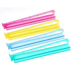 Mah Jongg All-in-One Tile Rack & Pusher - Set of 4 Clear Acrylic Mahjong Racks with Built-in Pushers - Modern American Majiang Tile Holders(Multi Color)